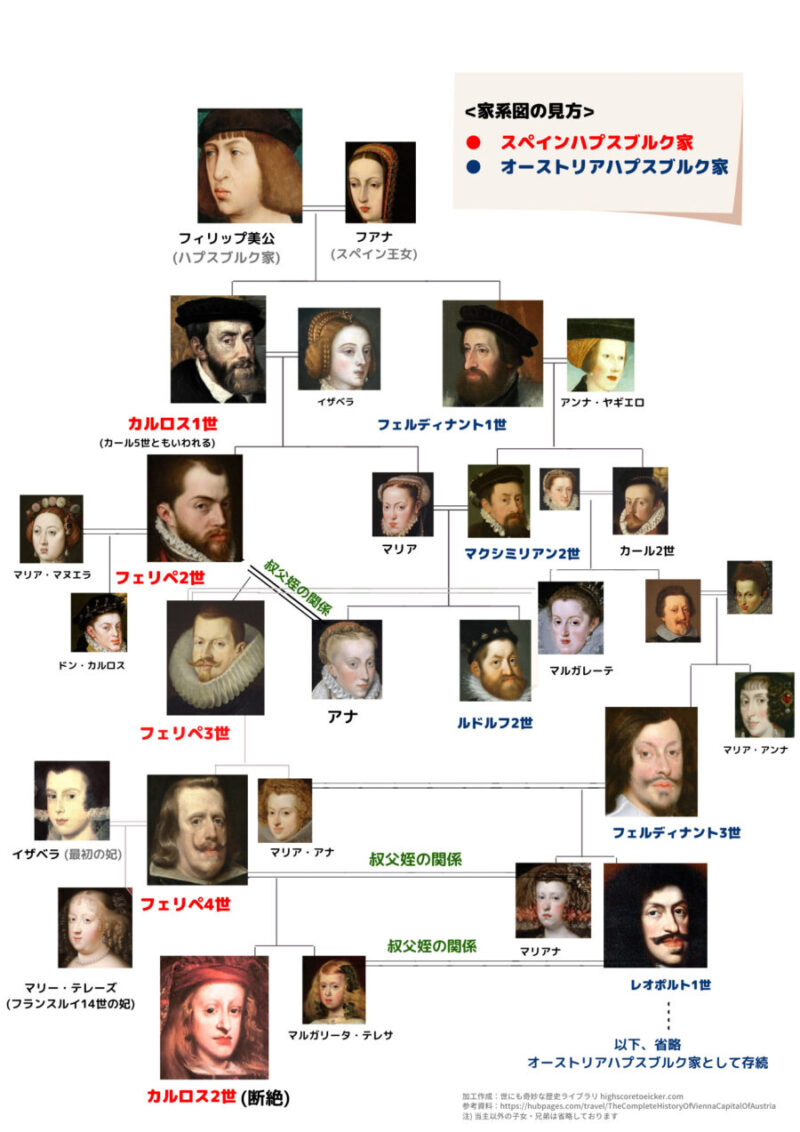 スペインハプスブルク家の肖像画つき家系図 誰でもわかる巨大王朝 世にも奇妙な歴史書庫