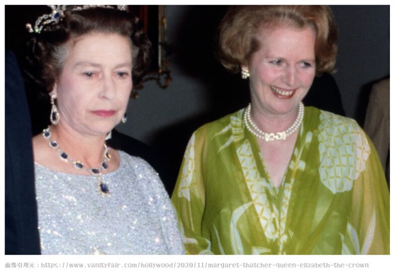 エリザベス女王とマーガレット・サッチャー首相