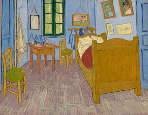 ファンゴッホの寝室（第3バージョン）、1889年、57.5×74cm、オルセー美術館蔵